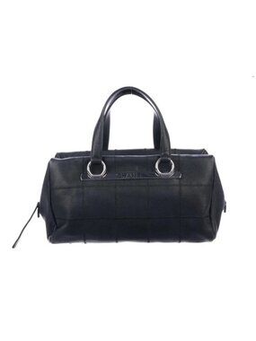 Chanel LAX Bowler Bag Black Caviar Leather Square Quilt Top Handle